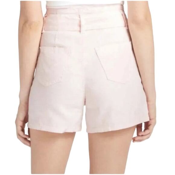 Hudson High Rise Paperbag Linen Blend Shorts in Pearl Blush New Size 32 - Picture 2 of 8
